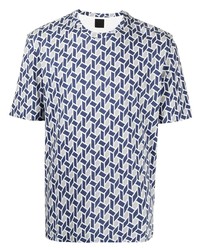 T-shirt girocollo geometrica blu scuro di D'urban