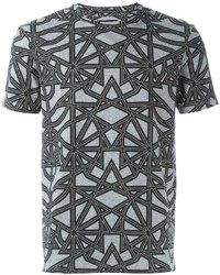 T-shirt girocollo geometrica grigia di Les Hommes