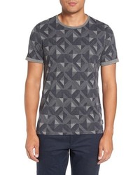 T-shirt girocollo geometrica grigio scuro