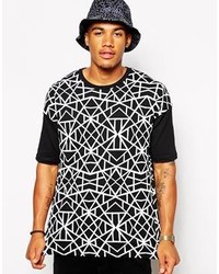 T-shirt girocollo geometrica nera e bianca di Asos