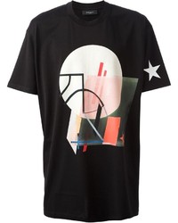 T-shirt girocollo geometrica nera e bianca di Givenchy