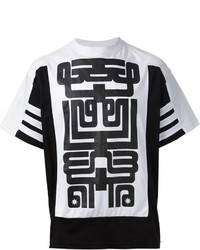 T-shirt girocollo geometrica nera e bianca di Kokon To Zai