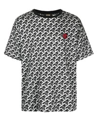 T-shirt girocollo geometrica nera e bianca di MCM