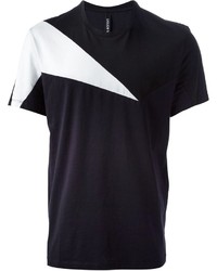 T-shirt girocollo geometrica nera e bianca di Neil Barrett