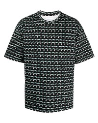 T-shirt girocollo geometrica nera di Christian Wijnants