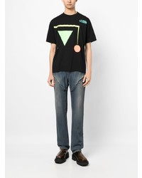 T-shirt girocollo geometrica nera di Undercover