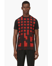 T-shirt girocollo geometrica rossa