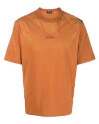 T-shirt girocollo geometrica terracotta di Zegna