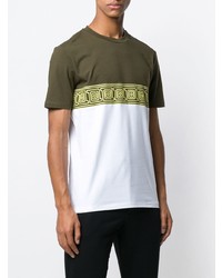 T-shirt girocollo geometrica verde oliva di Versace Collection