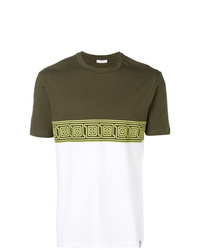 T-shirt girocollo geometrica verde oliva di Versace Collection