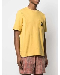 T-shirt girocollo gialla di Stussy