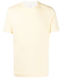 T-shirt girocollo gialla di Brunello Cucinelli
