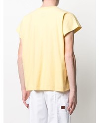 T-shirt girocollo gialla di Issey Miyake