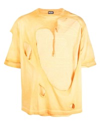 T-shirt girocollo gialla di Diesel