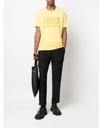 T-shirt girocollo gialla di Just Cavalli