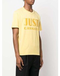 T-shirt girocollo gialla di Just Cavalli