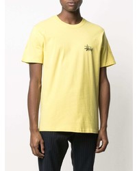 T-shirt girocollo gialla di Stussy