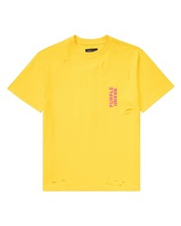 T-shirt girocollo gialla di purple brand