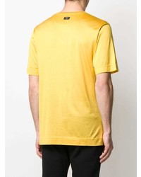 T-shirt girocollo gialla di Fendi