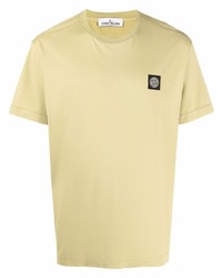 T-shirt girocollo gialla di Stone Island