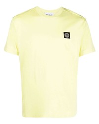 T-shirt girocollo gialla di Stone Island