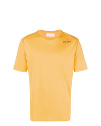 T-shirt girocollo gialla di Wales Bonner