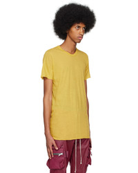 T-shirt girocollo gialla di Rick Owens