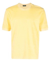 T-shirt girocollo gialla di Zanone