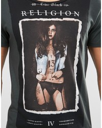 T-shirt girocollo grigia di Religion