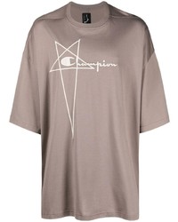 T-shirt girocollo grigia di Rick Owens X Champion