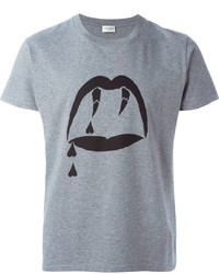 T-shirt girocollo grigia di Saint Laurent