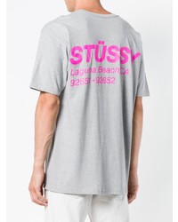 T-shirt girocollo grigia di Stussy