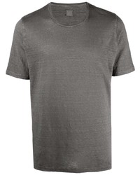 T-shirt girocollo grigio scuro di 120% Lino