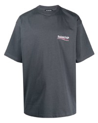 T-shirt girocollo grigio scuro di Balenciaga