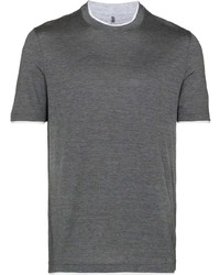 T-shirt girocollo grigio scuro di Brunello Cucinelli