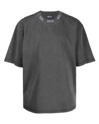 T-shirt girocollo grigio scuro di Diesel