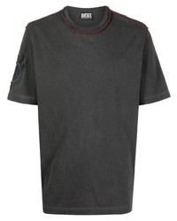 T-shirt girocollo grigio scuro di Diesel