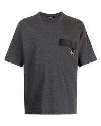 T-shirt girocollo grigio scuro di Dolce & Gabbana