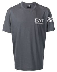 T-shirt girocollo grigio scuro di Ea7 Emporio Armani