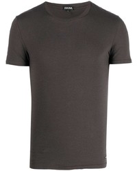 T-shirt girocollo grigio scuro di Ermenegildo Zegna