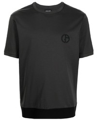 T-shirt girocollo grigio scuro di Giorgio Armani