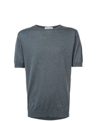 T-shirt girocollo grigio scuro di John Smedley