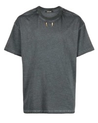 T-shirt girocollo grigio scuro di Roberto Cavalli
