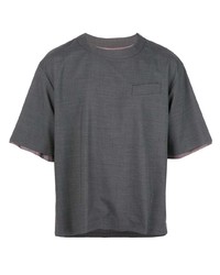 T-shirt girocollo grigio scuro di Sacai