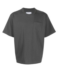 T-shirt girocollo grigio scuro di Sacai