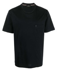 T-shirt girocollo in pelle nera di Brioni
