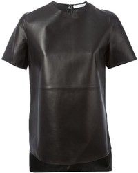 T-shirt girocollo in pelle nera di Givenchy