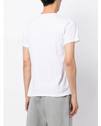 T-shirt girocollo in pelle stampata bianca di Leathersmith of London
