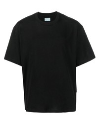 T-shirt girocollo in pelle stampata nera di Bally