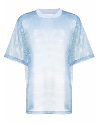 T-shirt girocollo in rete azzurra di Ami Paris